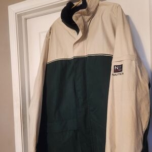 Nautica Men's Green and Cream Jacket